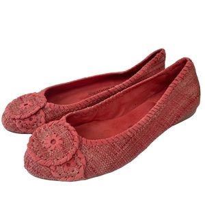 JACK ROGERS Orange Red Straw Slip On Flats Size 8M